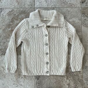 LIFE Blue Willi’s Vtg Cotton Button Front Cable Knit Cardigan Sweater, Cream,  M